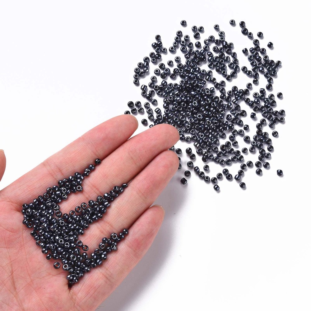 Seed beads 8/0 3 mm hematitblå - 5