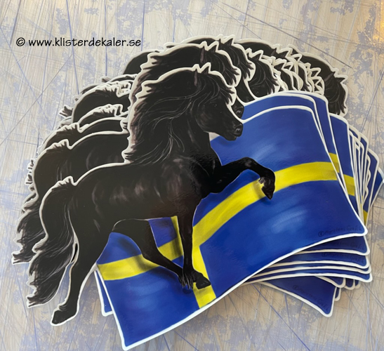 Islandshäst med Svenska flaggan, bildekor - 2