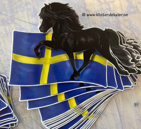 Islandshäst med Svenska flaggan, bildekor