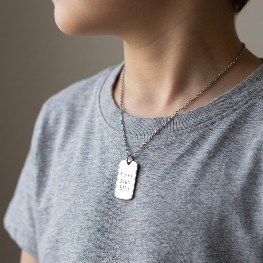 Dogtag, Barn halsband med gravyr - Rostfritt Stål - 3