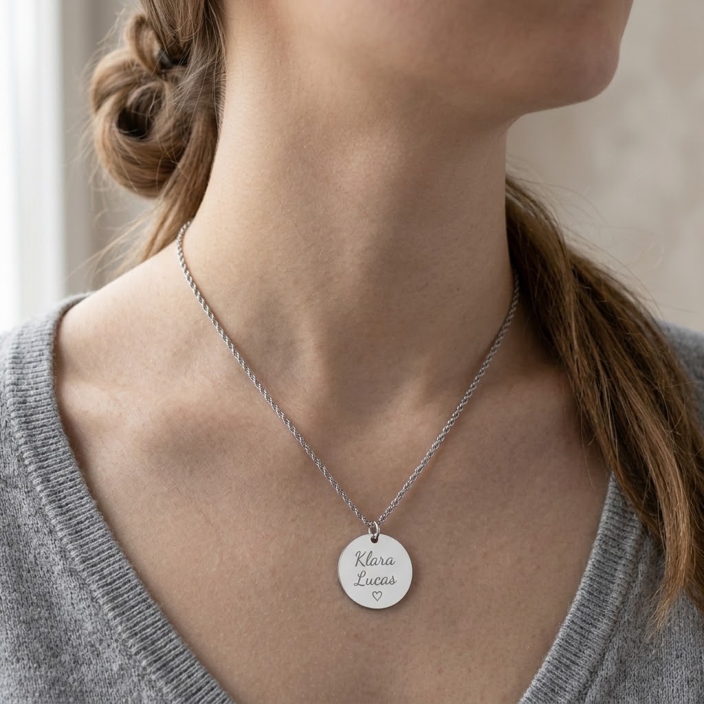 Coin, Barn halsband med gravyr - Rostfritt Stål - 2
