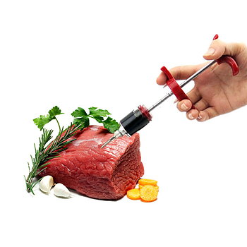 Marinadspruta smaksätter köttbit