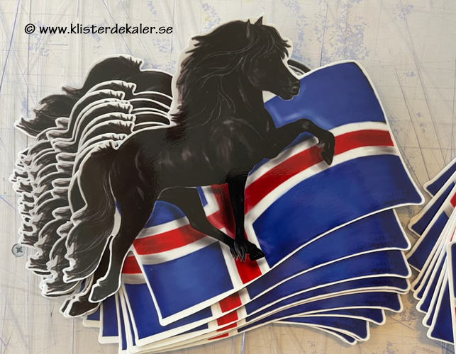 Islandshäst med Islands flagga. Bil & Transportdekor - 2