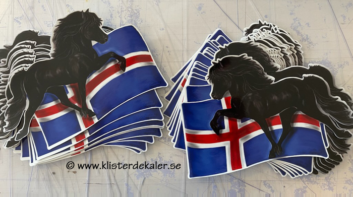 Islandshäst med Islands flagga. Bil & Transportdekor - 3
