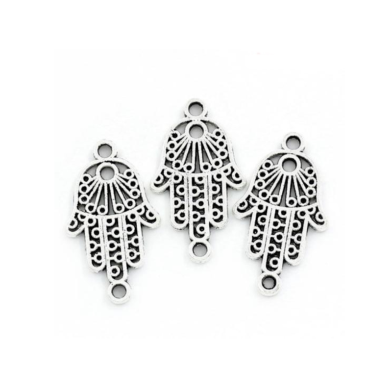 Fatimas hand mellandel antiksilverfärg 27 mm – 3 st - 3