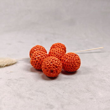 Träpärla virkad 20 mm orange 6 st
