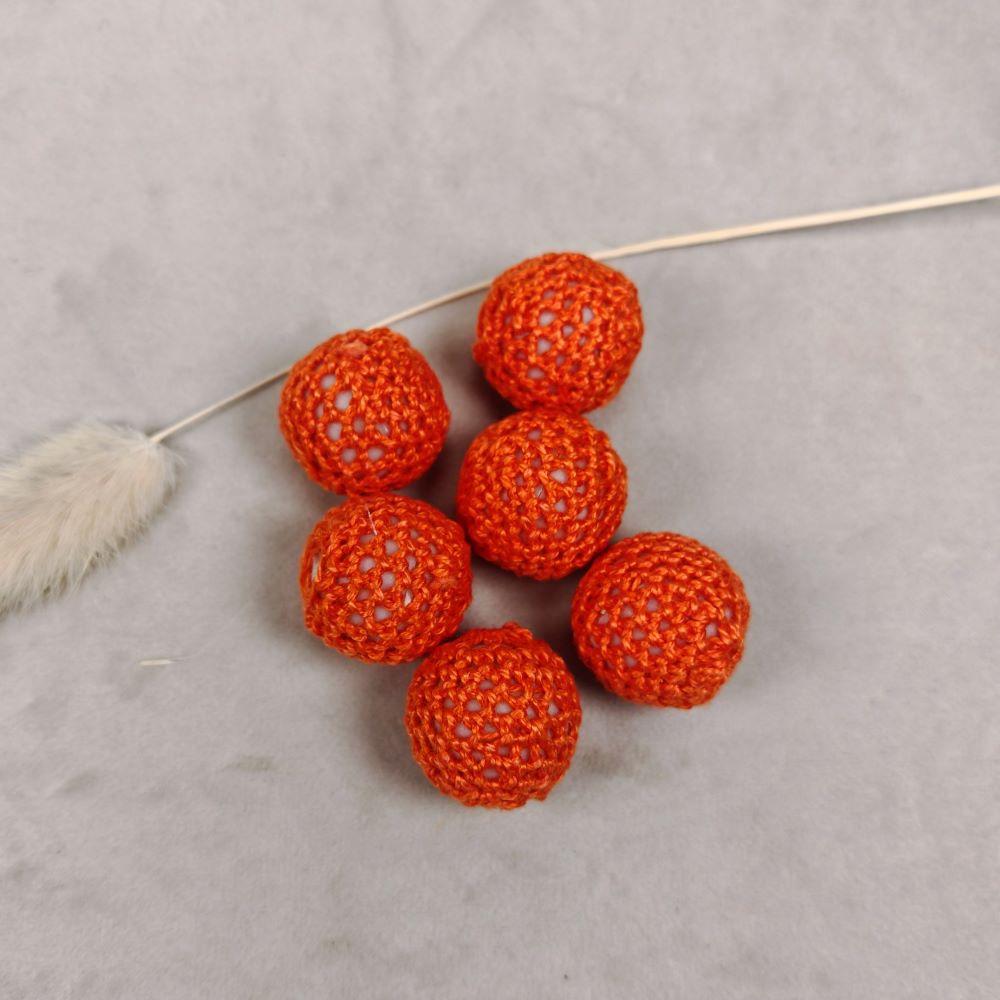 Träpärla virkad 20 mm orange 6 st
