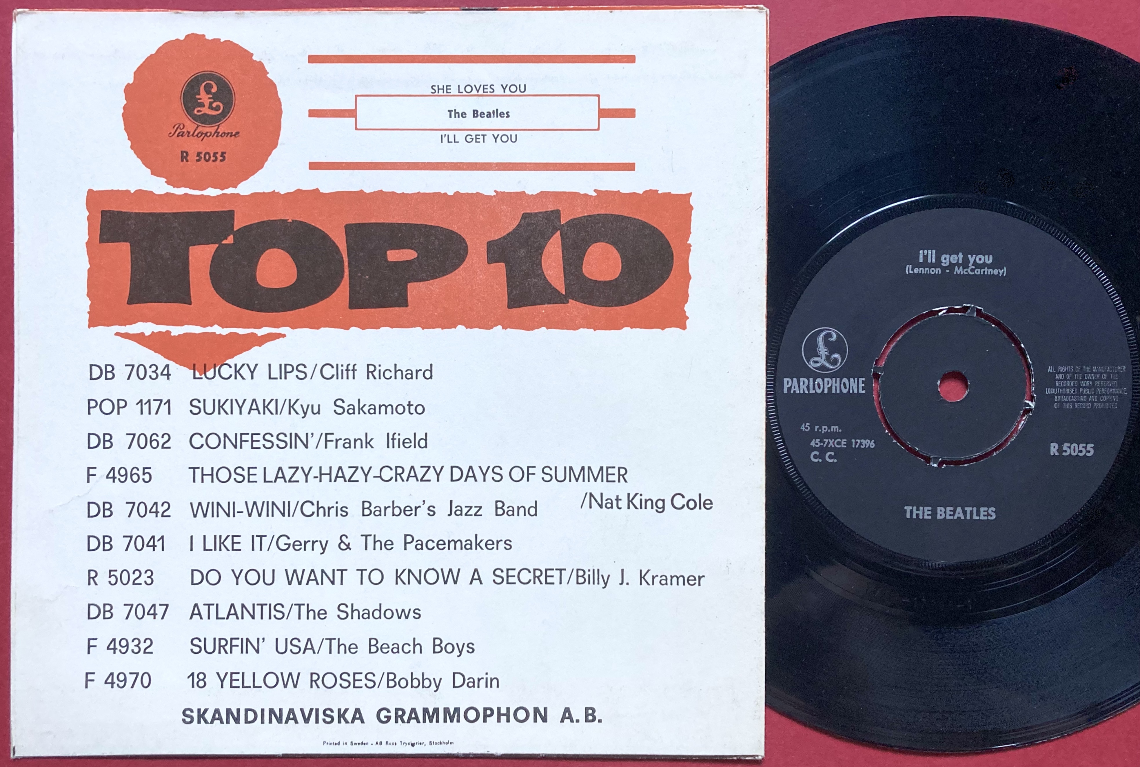 BEATLES - She loves you 7" Orange red Swe 1963 PS - 2