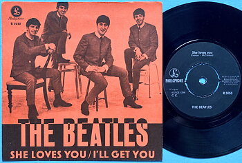 BEATLES - She loves you 7" Rödorange Swe 1963 PS
