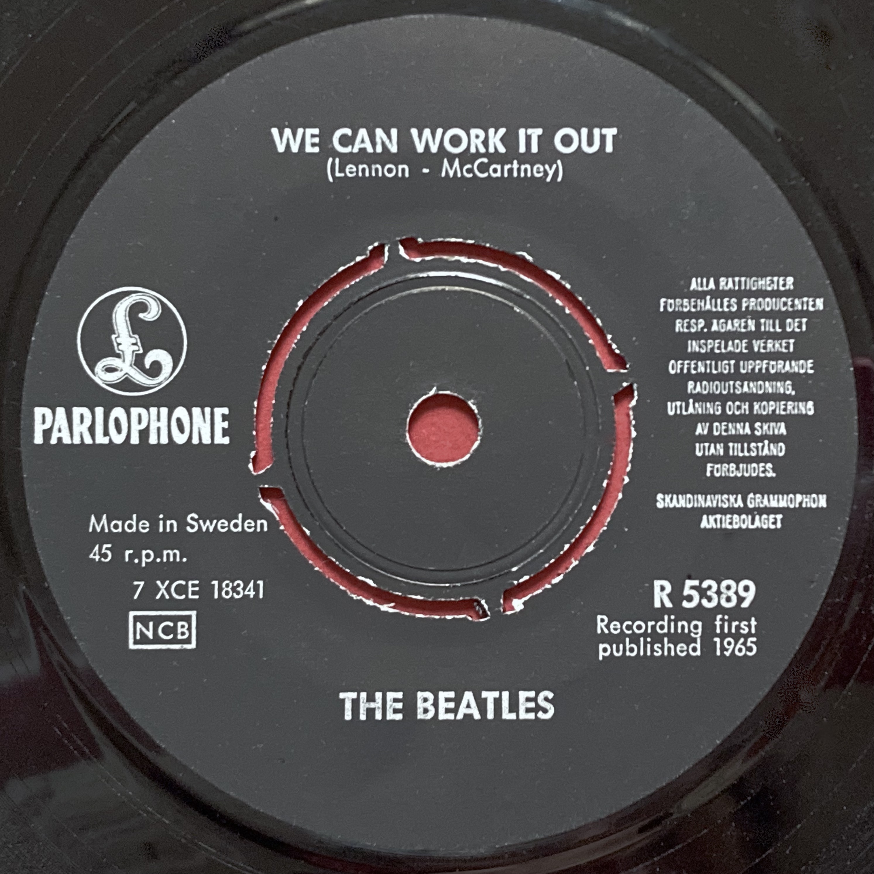 BEATLES - We can work it out 7" orange Swe PS 1965 - 3