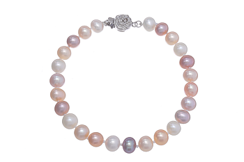 Fresh water pearl bracelet with rainbow color pearls