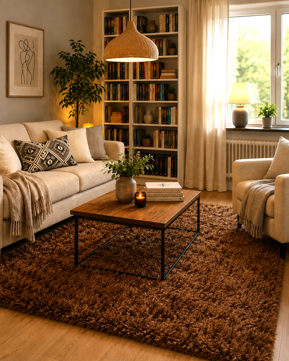 Silke Shaggy brun 60 x 100, 140 x 200, 160 x 230