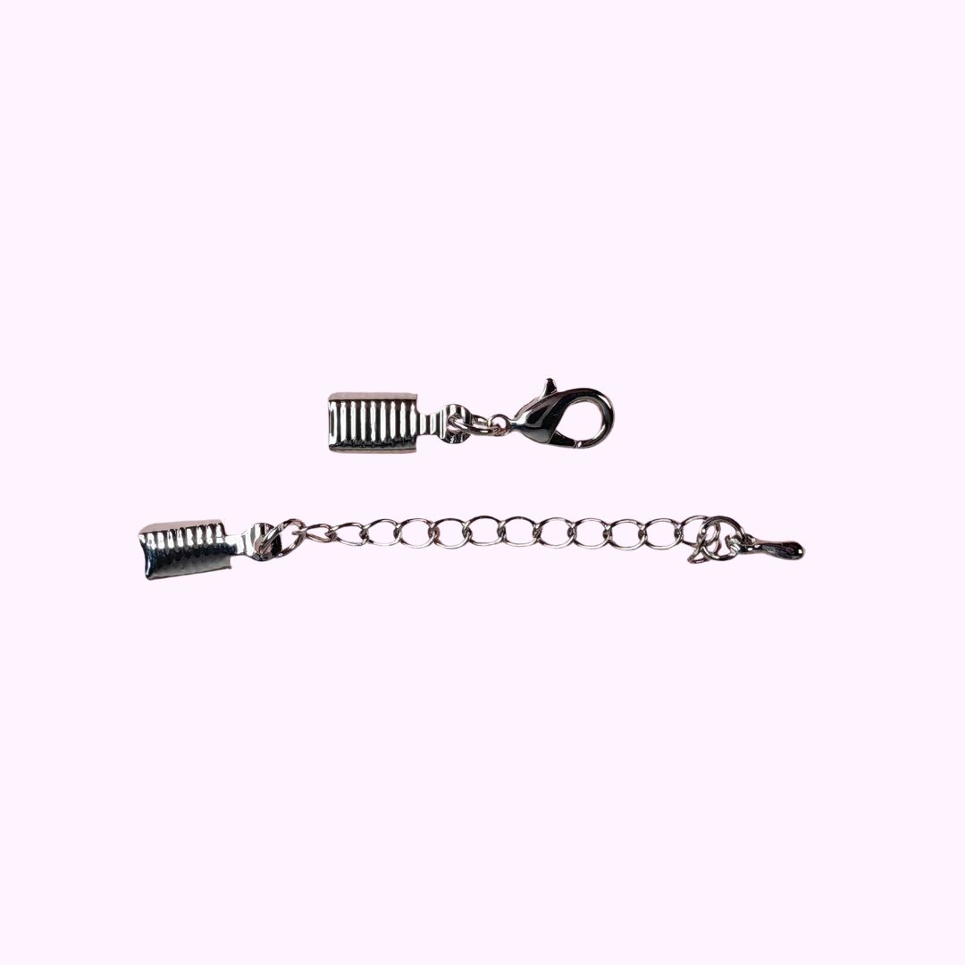 Låsset med fästen och förlängningskedja antiksilverfärgad mässing 2 set - 3
