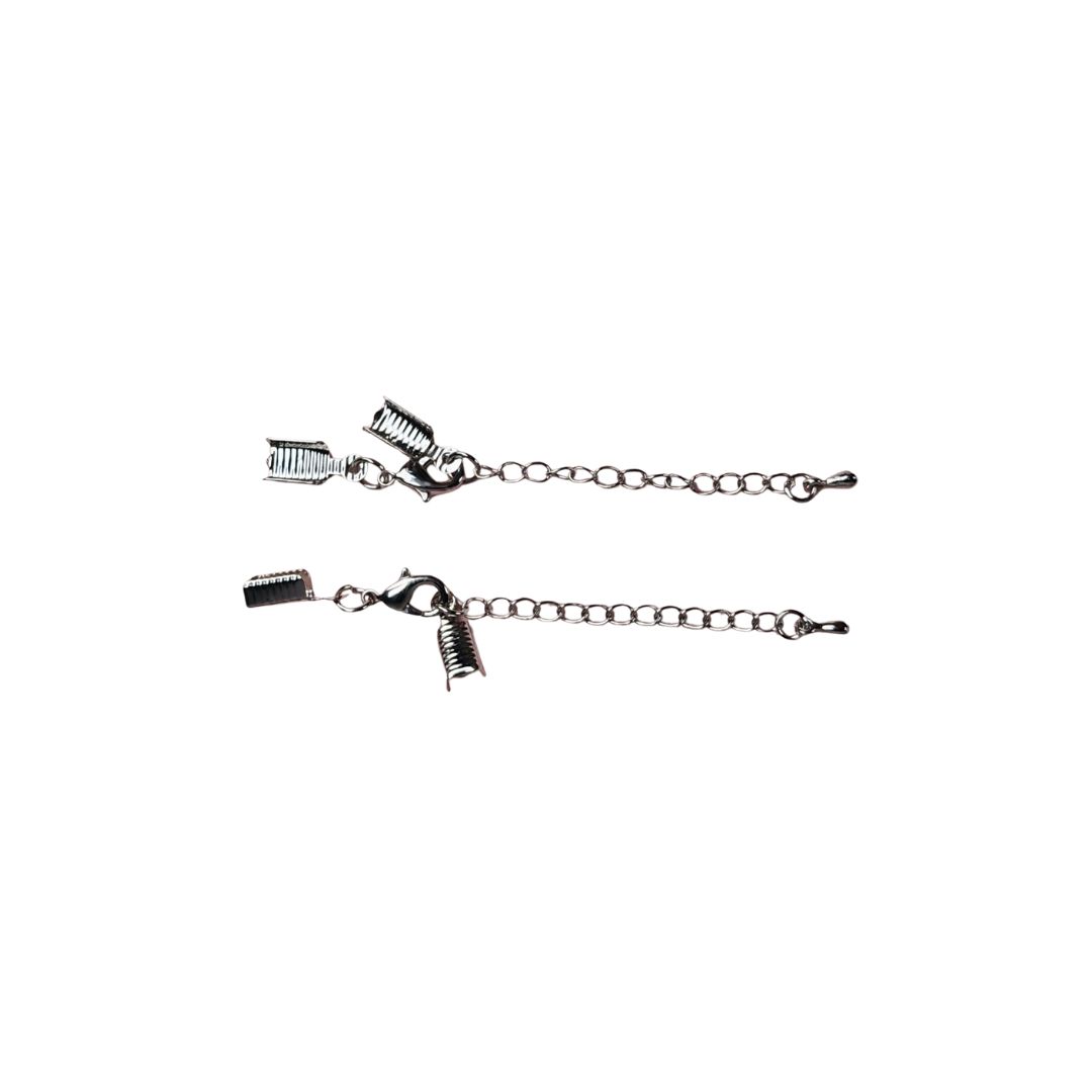 Låsset med fästen och förlängningskedja antiksilverfärgad mässing 2 set - 2