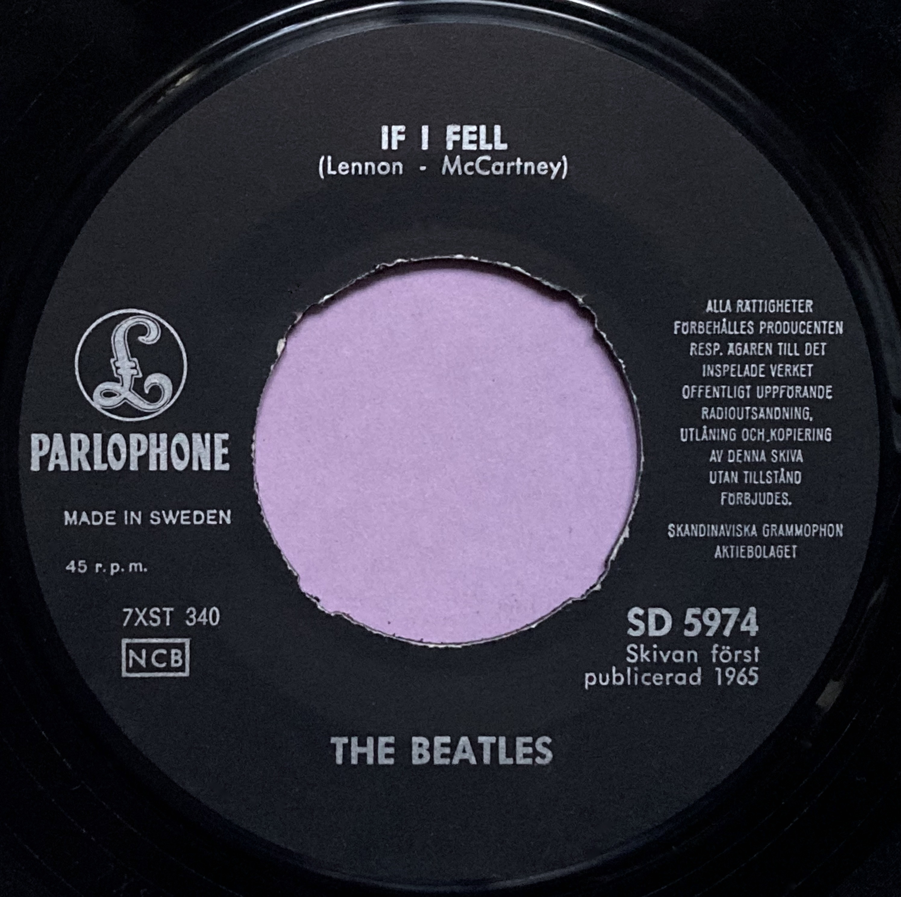 BEATLES - Rock and roll music 7" Rare BLACK Swe PS 1965 - 5