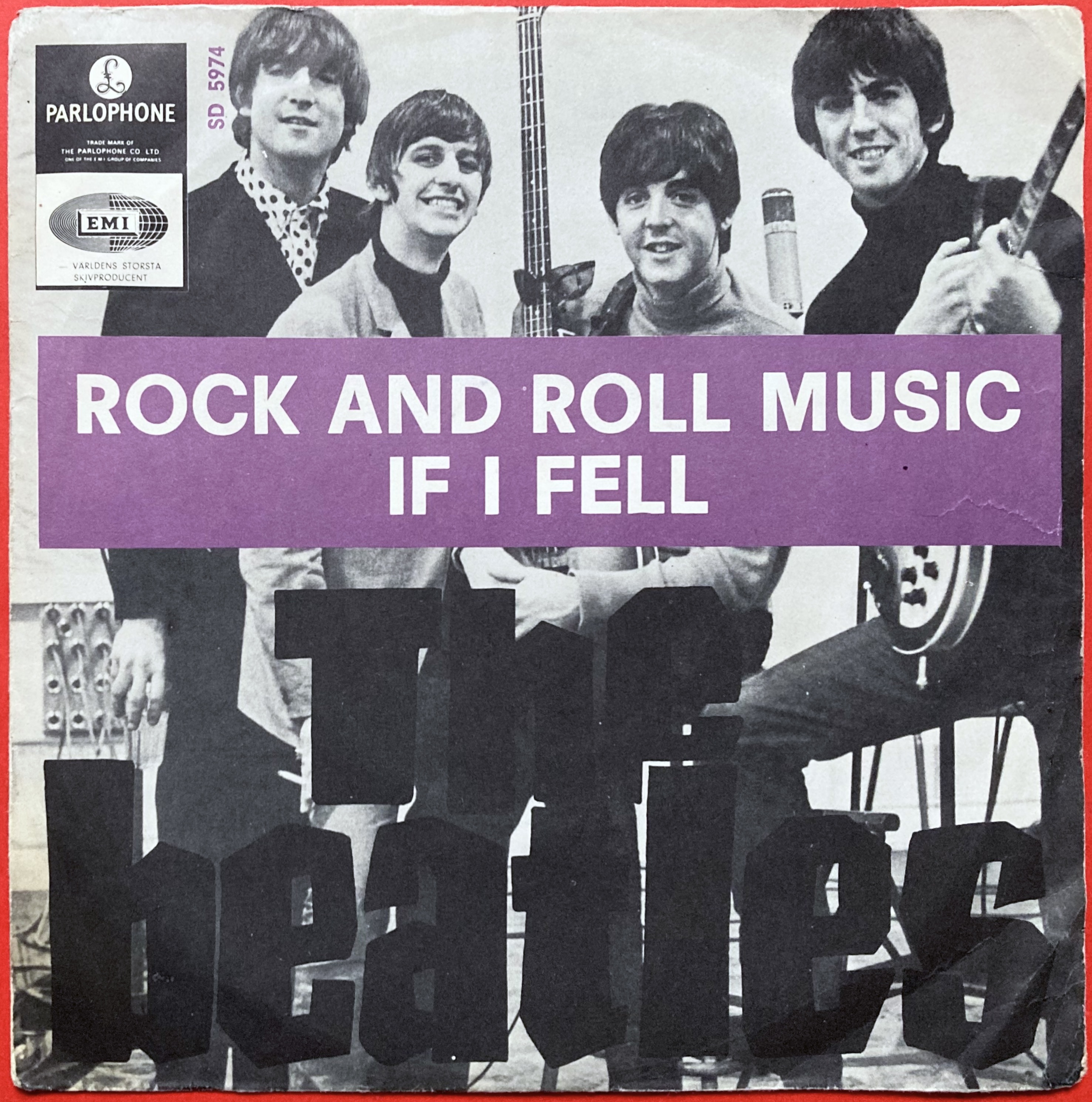 BEATLES - Rock and roll music 7" Rare BLACK Swe PS 1965