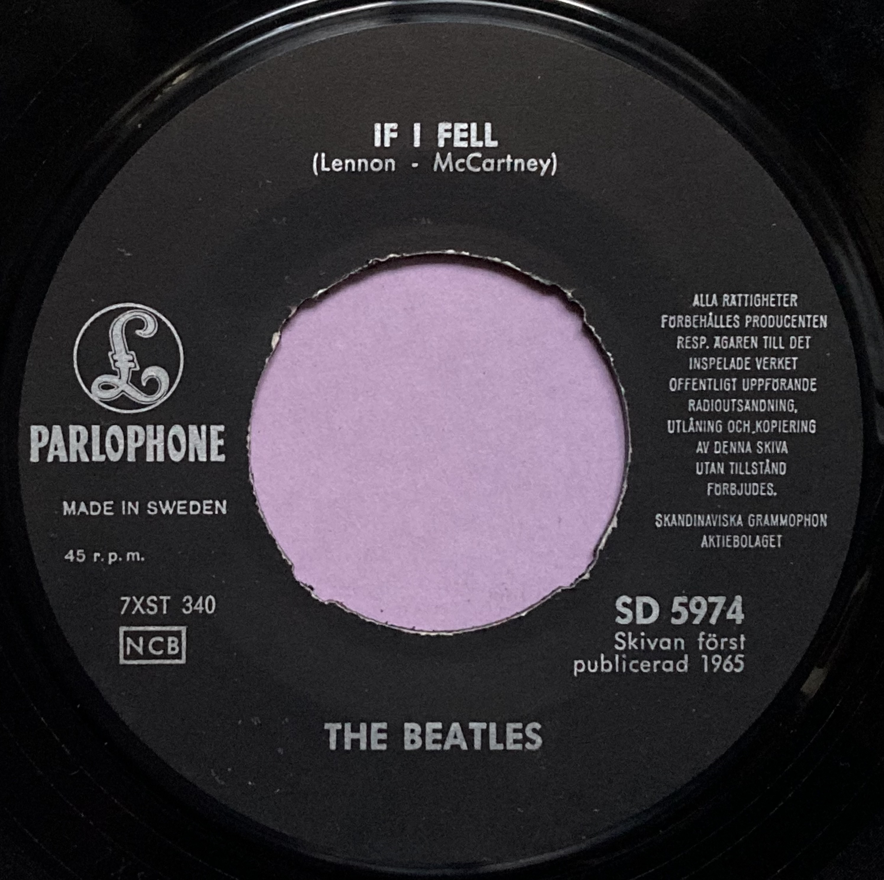 BEATLES - Rock and roll music 7" Rare BLACK Swe PS 1965 - 3
