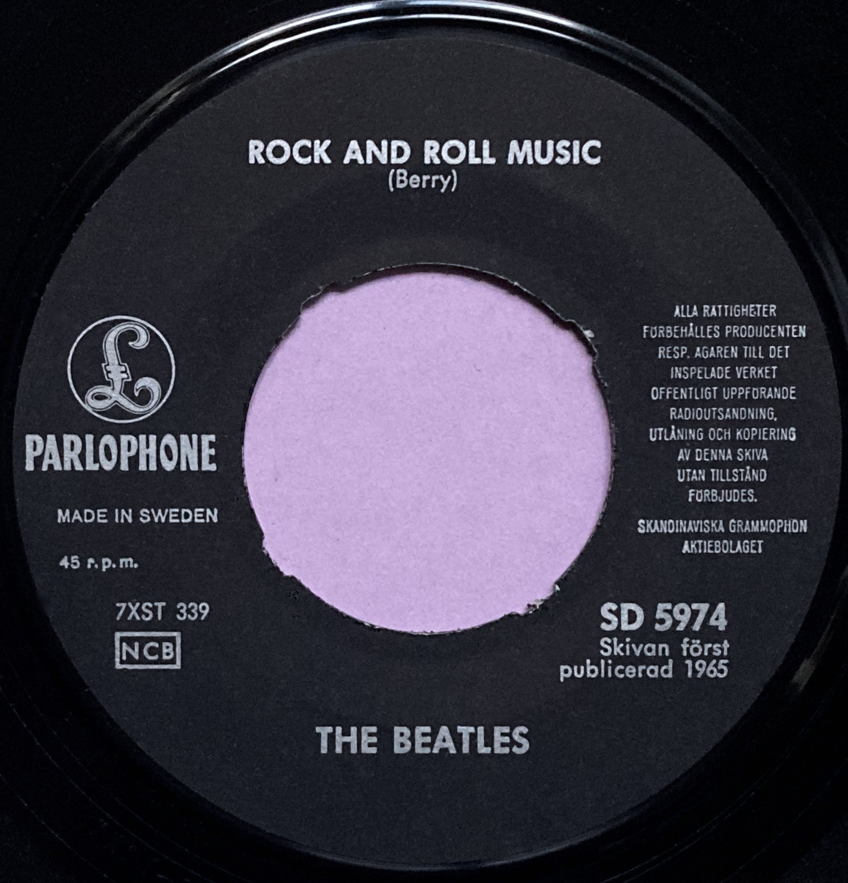 BEATLES - Rock and roll music 7" Rare BLACK Swe PS 1965 - 4