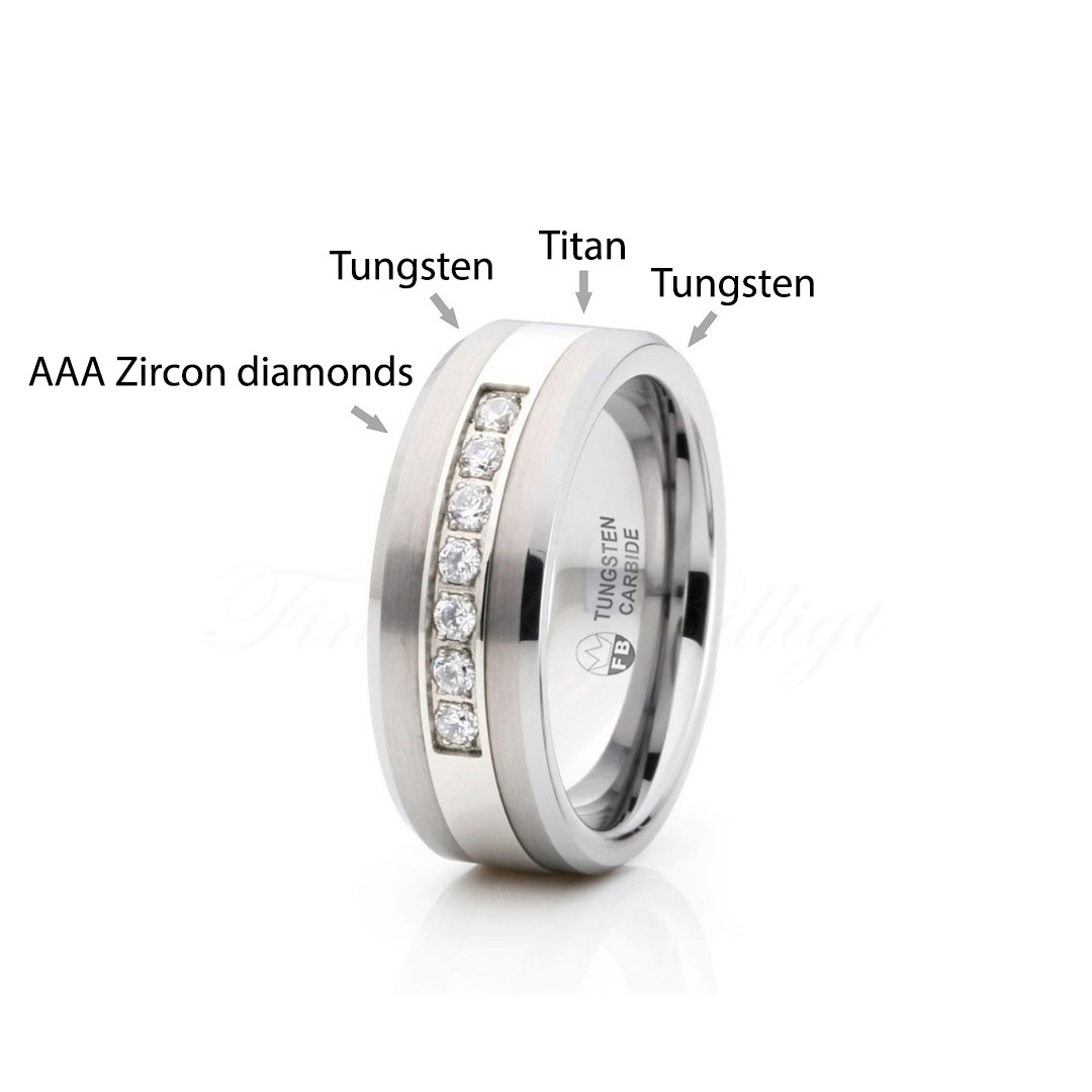 Ring FB2000 Whitestone - Tungsten 7pcs. AAA Zircon 8mm - 3