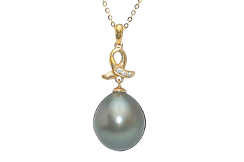 Großer tropfenförmiger Perlenanhänger-Tahiti in Gold 11–12 mm