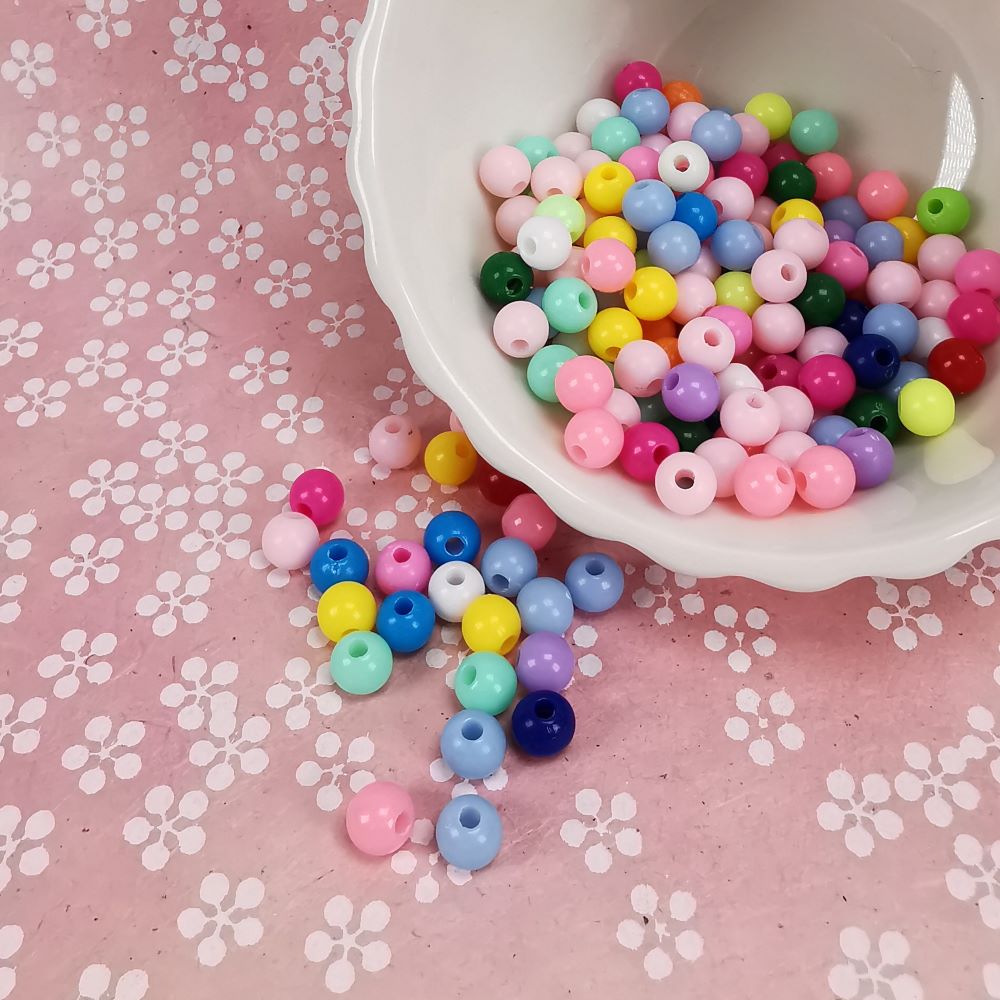Akrylpärla rund 6 mm färgglad mix 200 st - 3