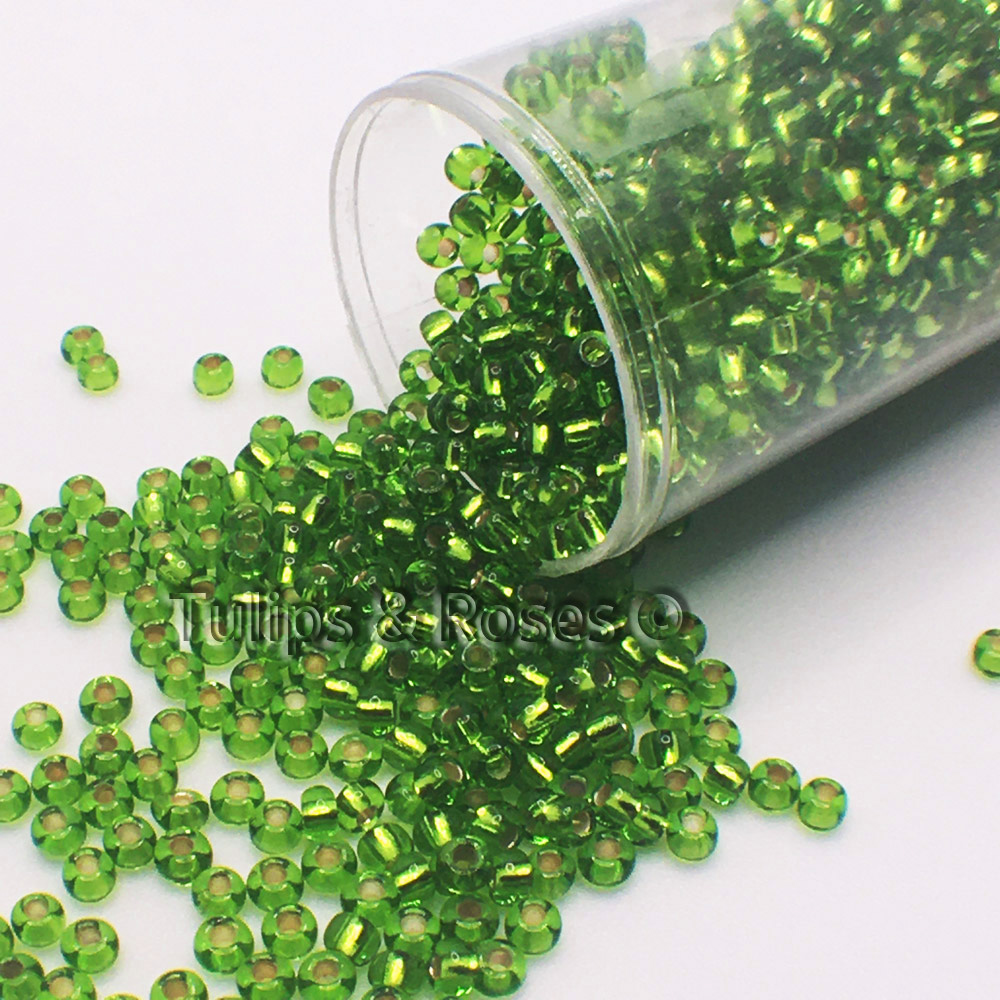 Seed beads 9/0 Green foil Embroidery beads 8535 - 2