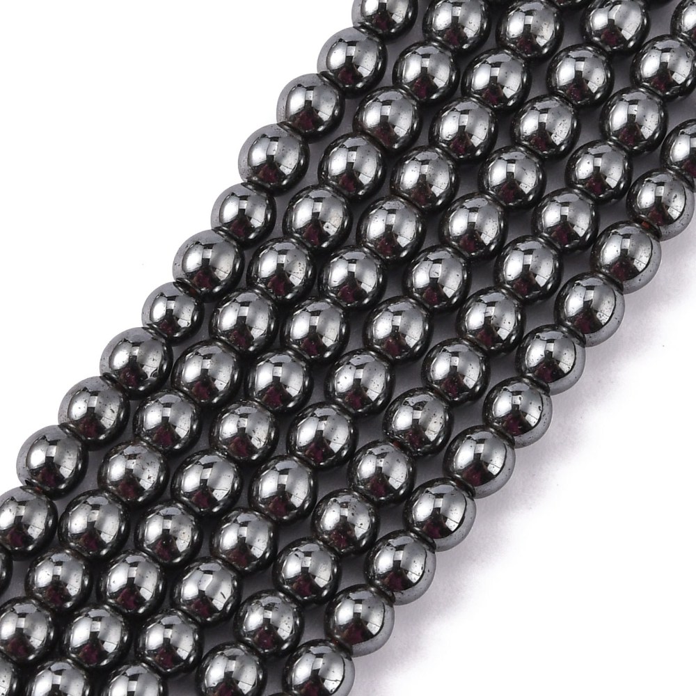 Hematit 4,5 mm rund hel sträng - 2