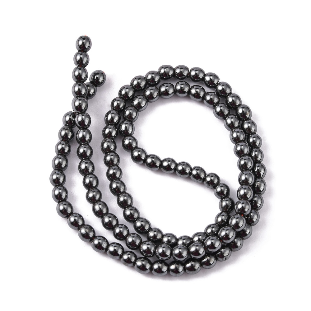 Hematit 4,5 mm rund hel sträng