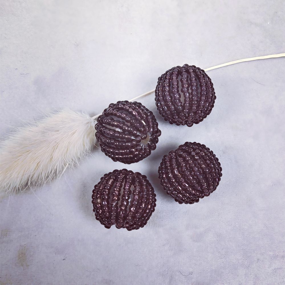 Pärlklädd boll i lila, diameter 20 mm 4 st