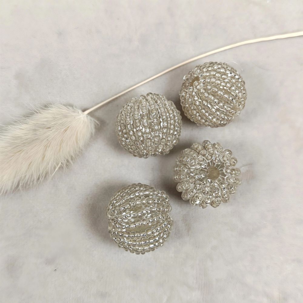 Akrylpärla pärlklädd boll 20 mm klar/silver 4 st