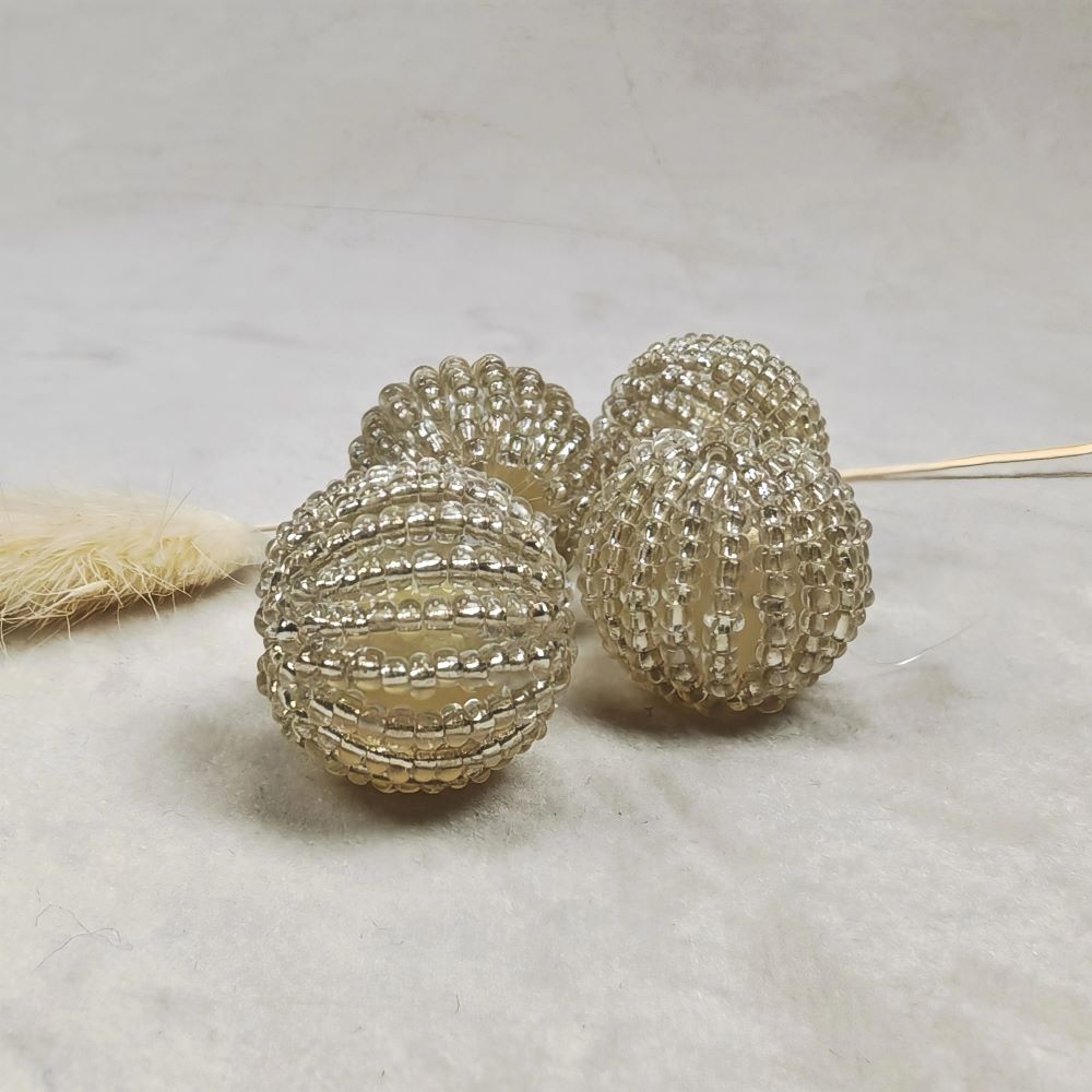 Akrylpärla pärlklädd boll 20 mm klar/silver 4 st - 2