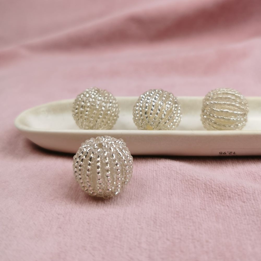 Akrylpärla pärlklädd boll 20 mm klar/silver 4 st - 3