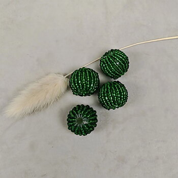 Pärlklädd boll i grön, diameter 20 mm (4 st)