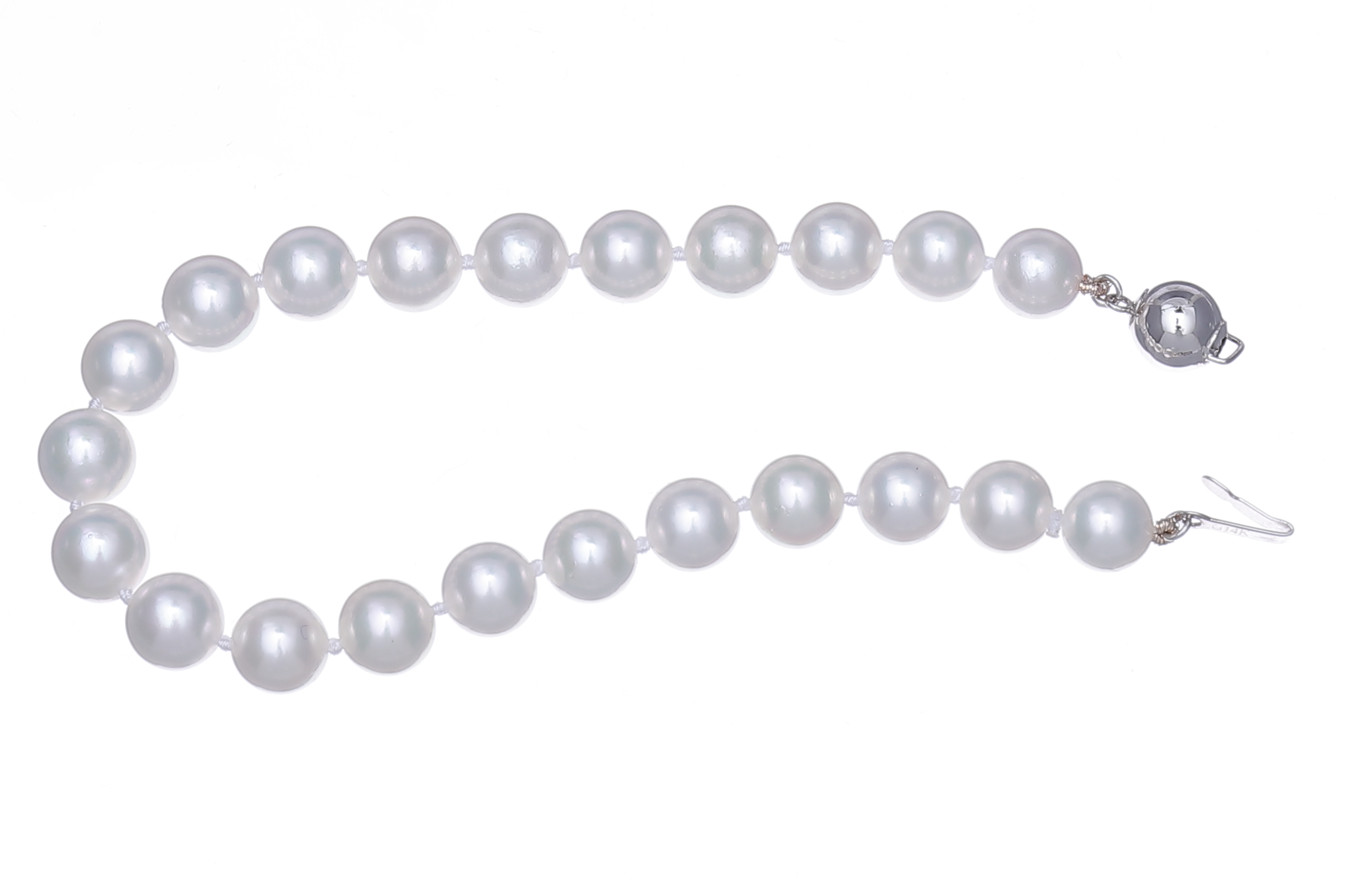 AAA-Quality Akoya pearl bracelet set with white gold clasp 7.5-8mm - 2