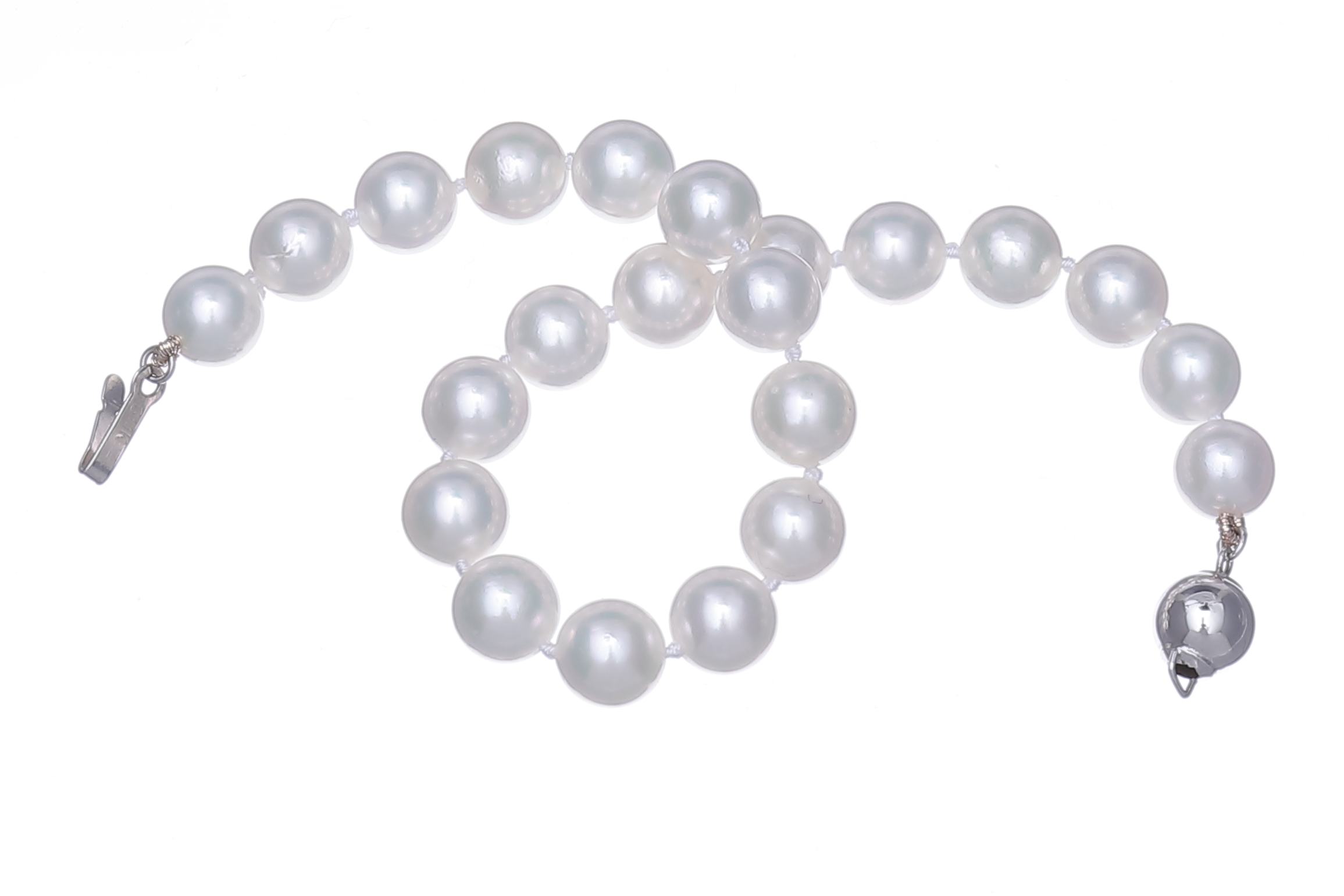 AAA-Quality Akoya pearl bracelet set with white gold clasp 7.5-8mm