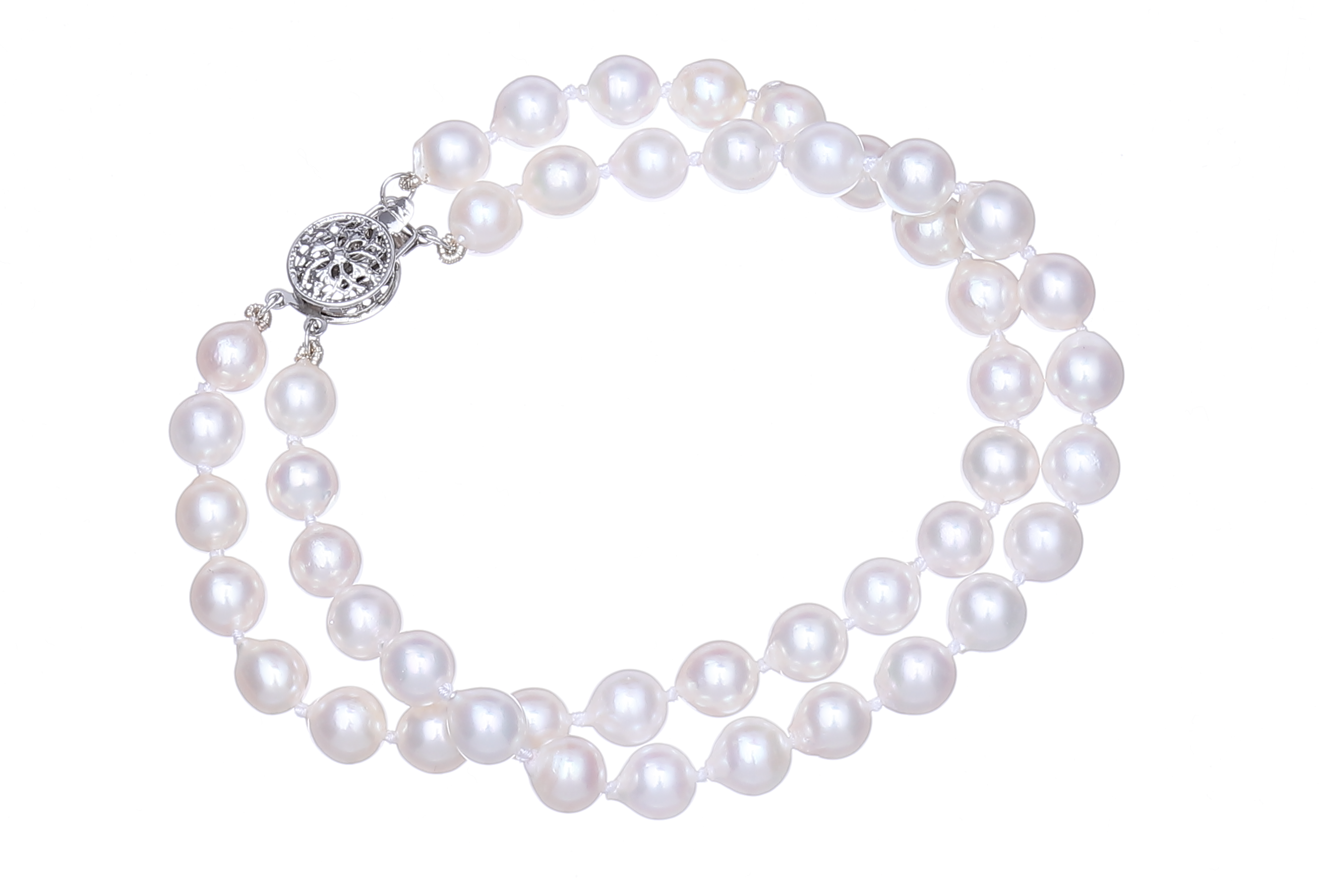 Doppelsträngiges Perlenarmband-Akoya mit Weißgoldverschluss 6–6.5 mm - 4