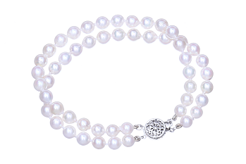 Double strands Akoya pearl bracelet set with white gold clasp 5.5-6mm
