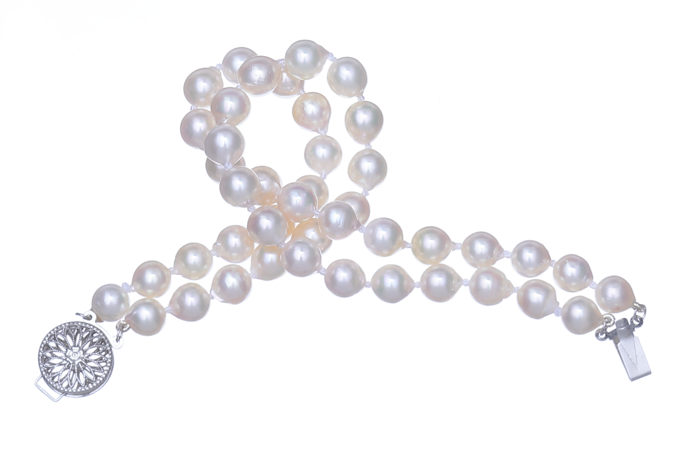 Doppelsträngiges Perlenarmband-Akoya mit Weißgoldverschluss 6.5–7 mm - 2
