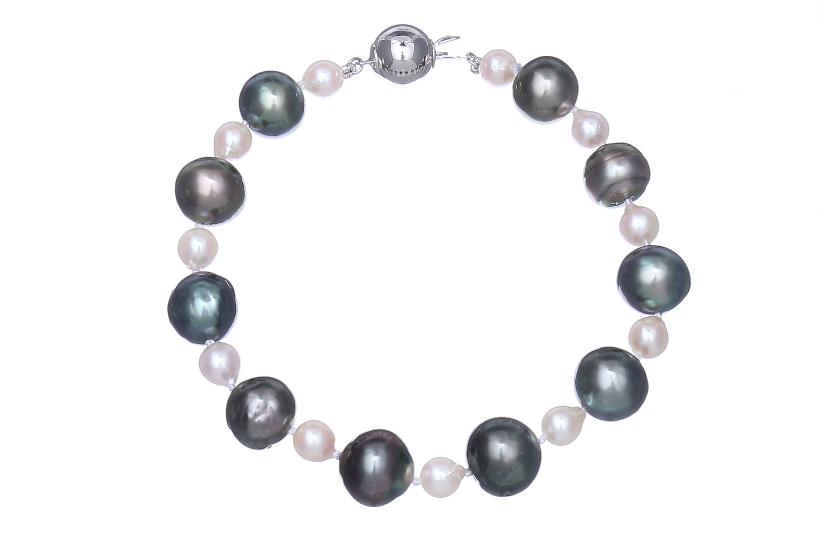 Pearl bracelet with Akoya pearls and Tahitian pearls - 4