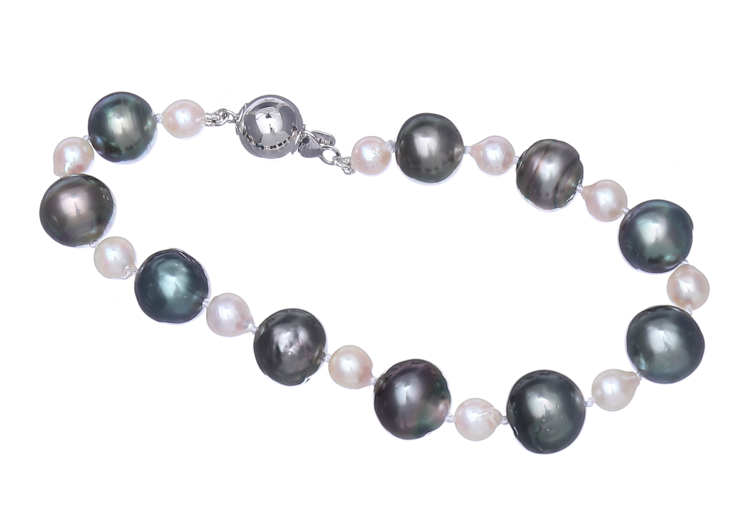 Pearl bracelet with Akoya pearls and Tahitian pearls - 3