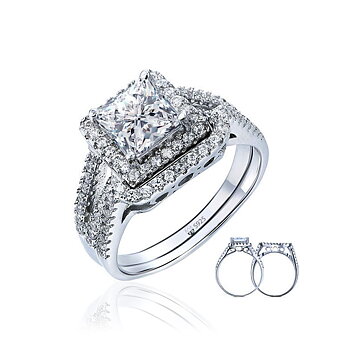 Sølvring Big Princess - 925s 7mm AAA Zopius Diamant (Sæt)