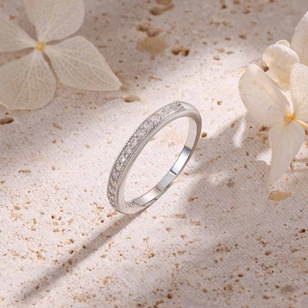 Eternityring Stars of Venice - 925s Silver Halvallians CZ Sten - 3
