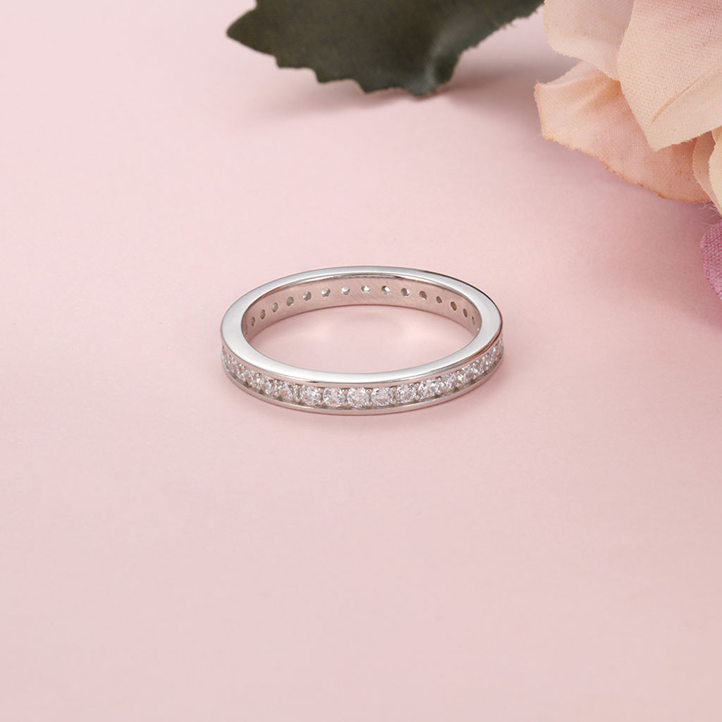 Silverring Eternity Elderflower - 925s CZ Diamanter Vit - 4