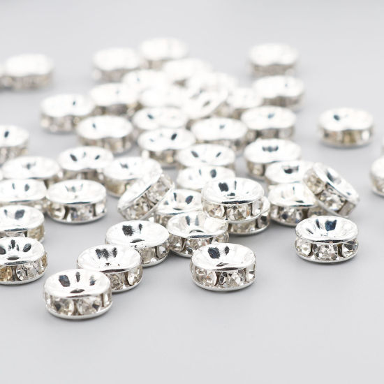 strassrondell, Silver 6mm  Clear, 100 st
