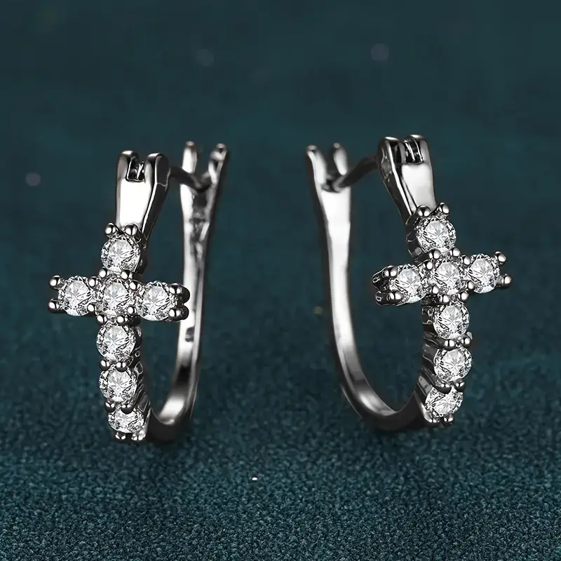 Örhängen "Latin Cross" med kristaller och i 925 Silverplätering - 3