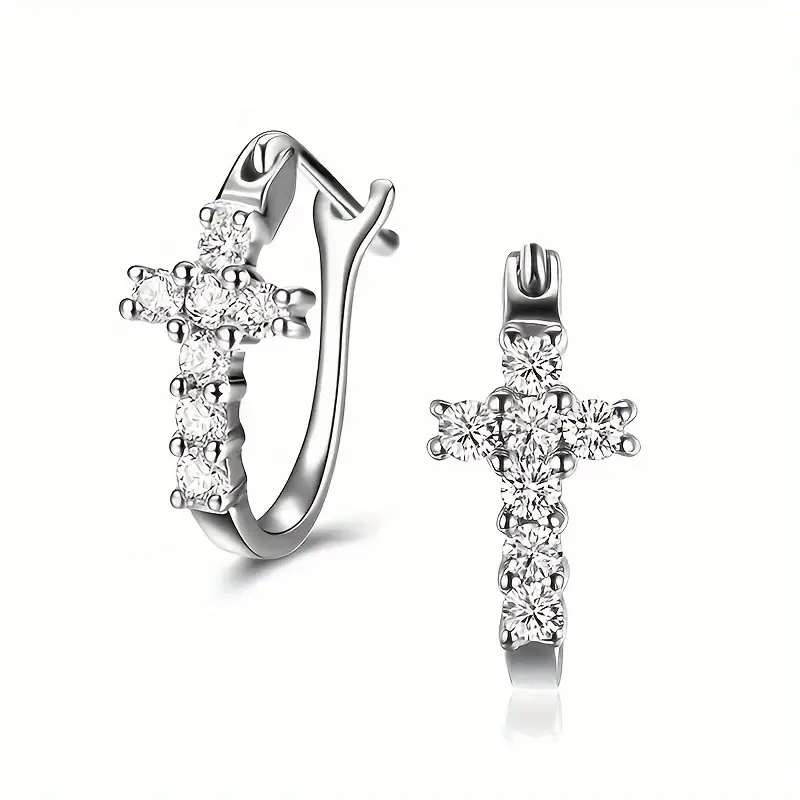 Örhängen "Latin Cross" med kristaller och i 925 Silverplätering
