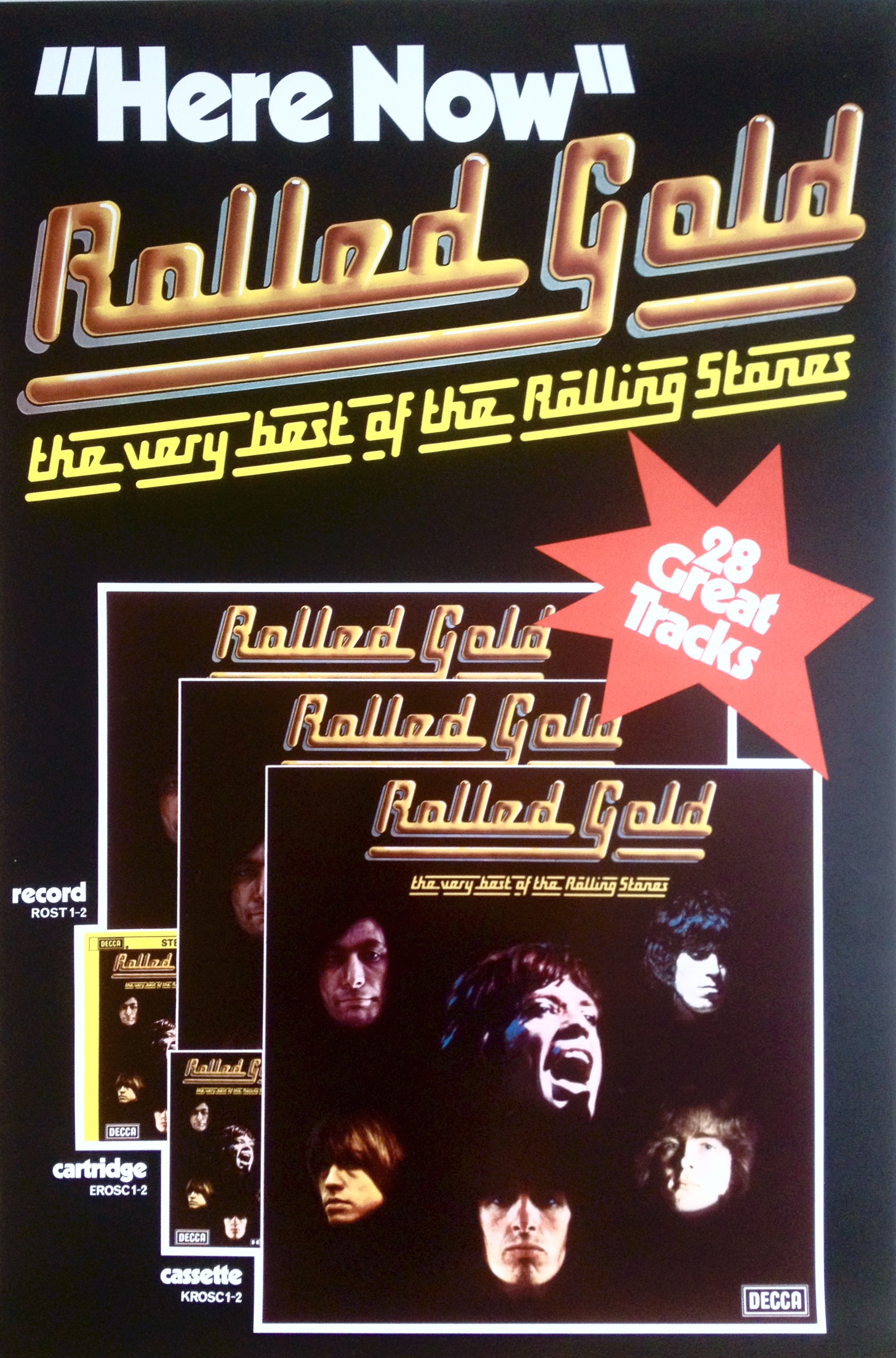 ROLLING STONES - Rolled gold (1975) "Here now" LP Promoaffisch
