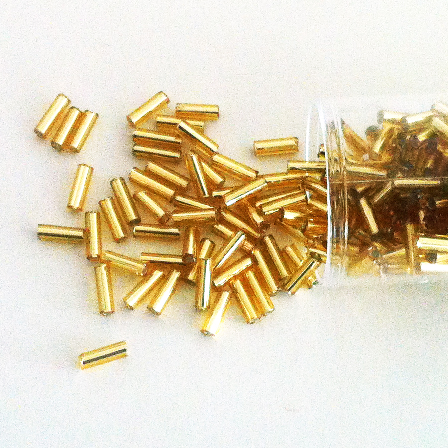 Bugle beads 7 mm Gold Embroidery beads