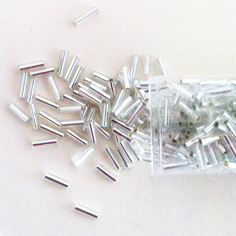 Bugle beads 7 mm Silver Embroidery beads 1005
