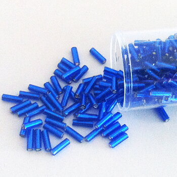 Bugle beads 7 mm Blue Embroidery beads